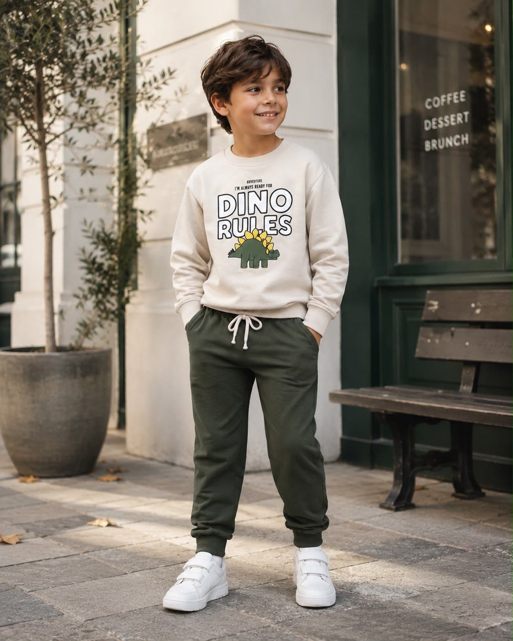 Dino khaki- Cotton Set