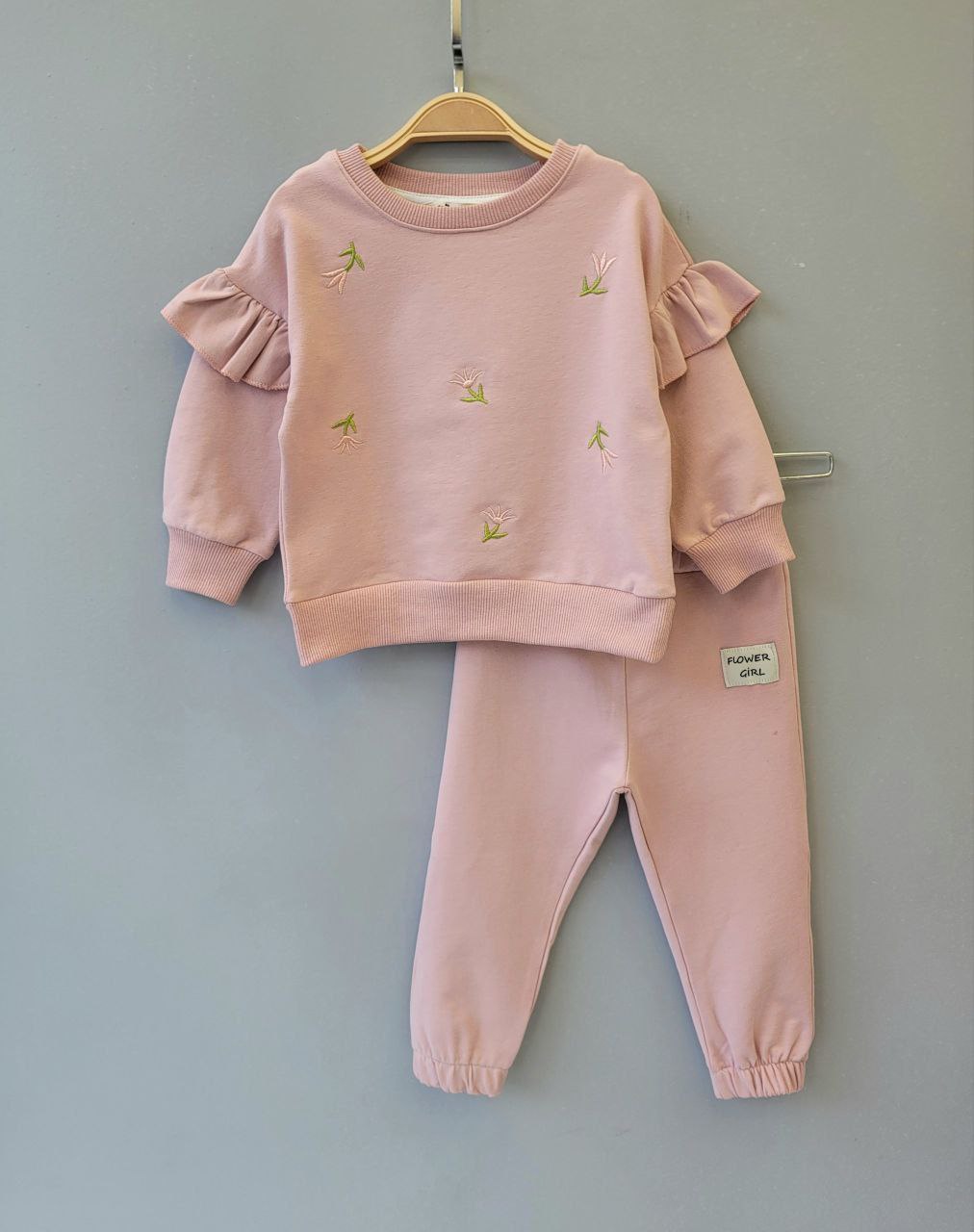 Flowers saumon- cotton top & pant