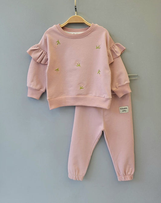 Flowers saumon- cotton top & pant