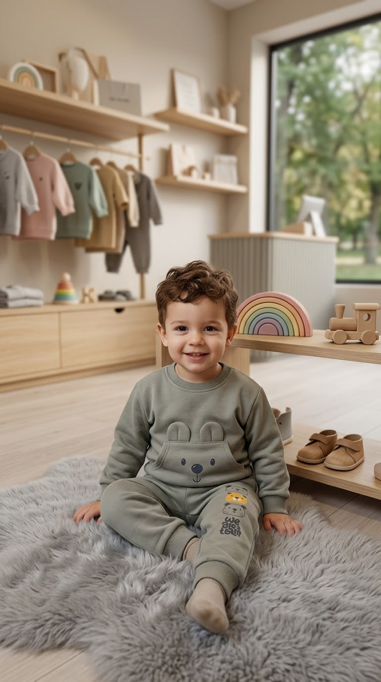 Teddy bear grey fleece set