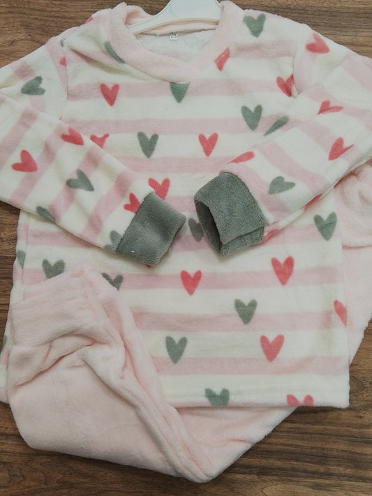 Hearts green - fleece