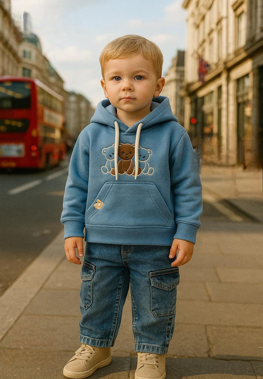 Beary set -  fleece top & denim jeans