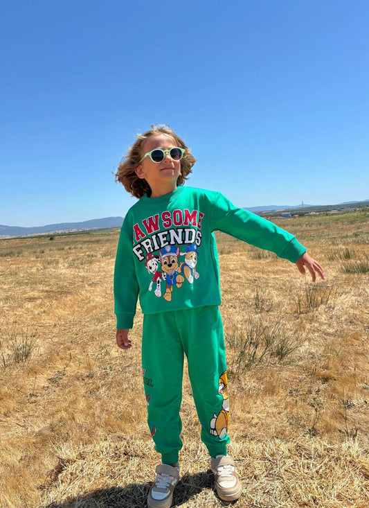 awsome friends green   - cotton