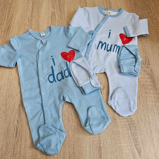I love - pack of 2 overalls & 2 hats