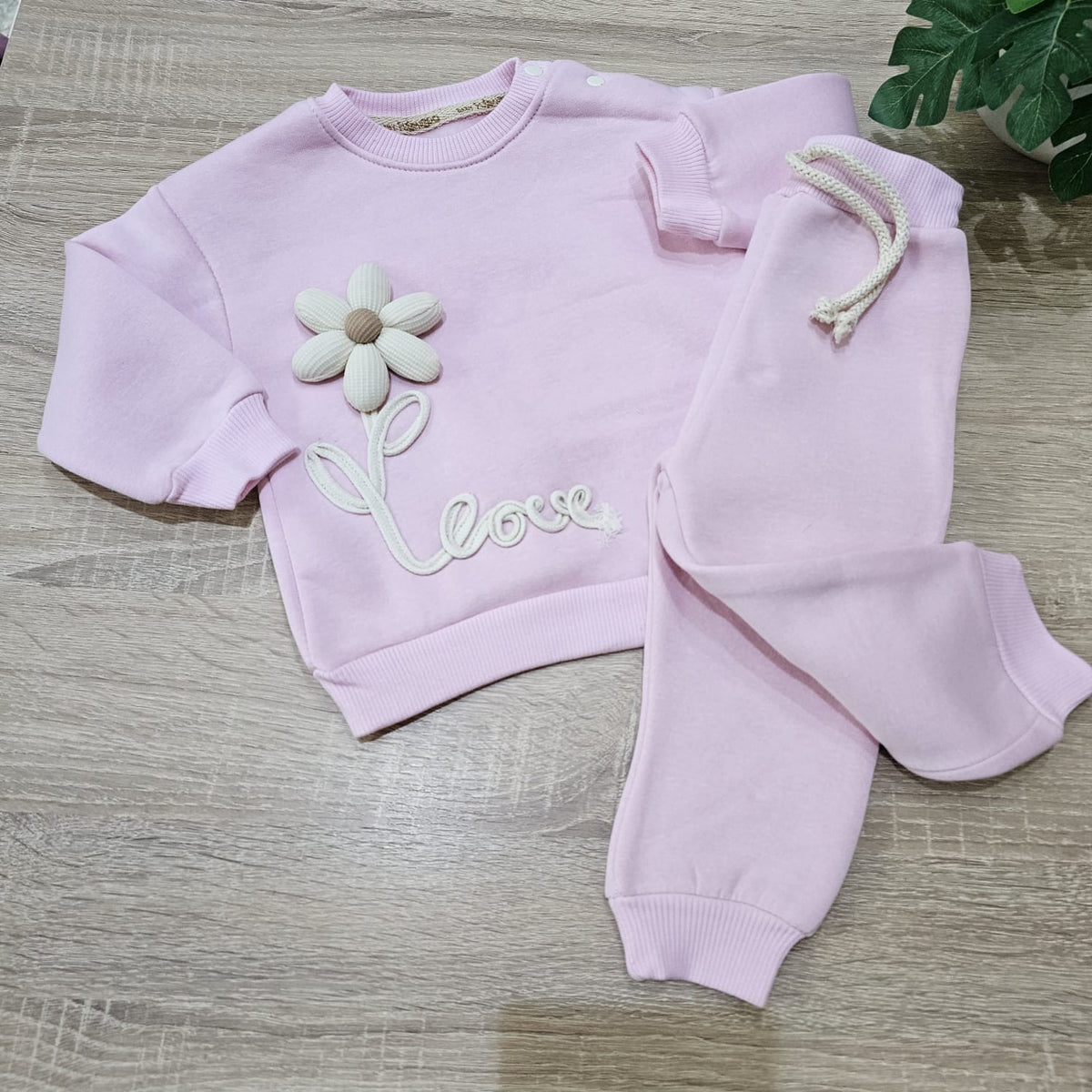 Love flower pink fleece set