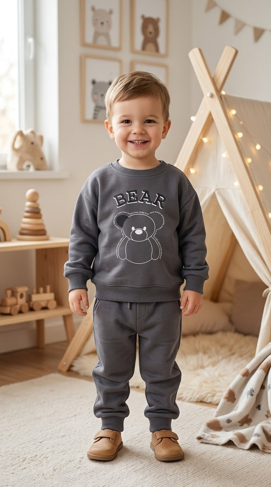 Big bear dark grey fleece set