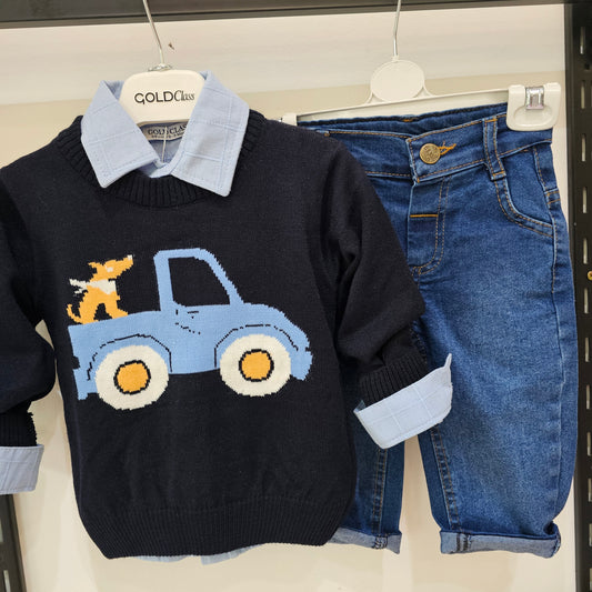 Dog in the car - navy  set