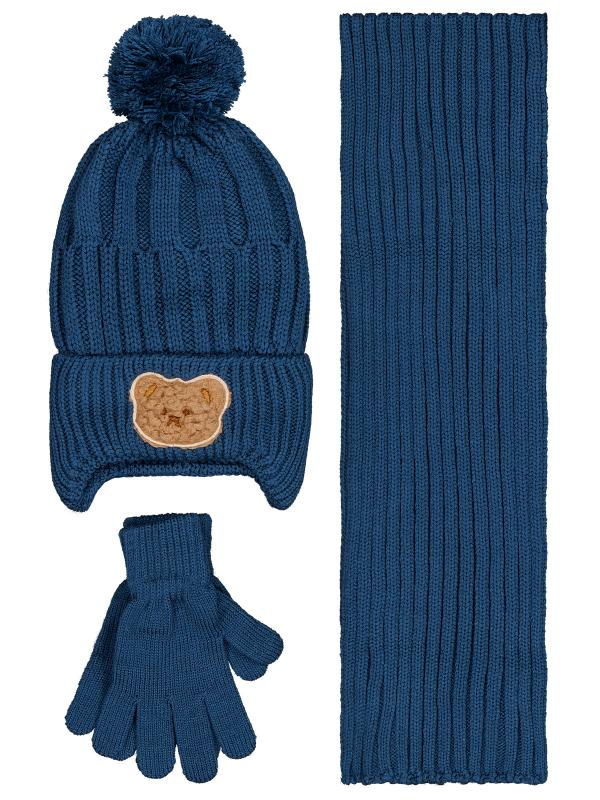 Navy bear (0-24 months) - Scarf,beanie & gloves