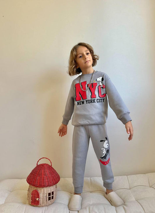 Snoopy NYC Grey  - fleece set