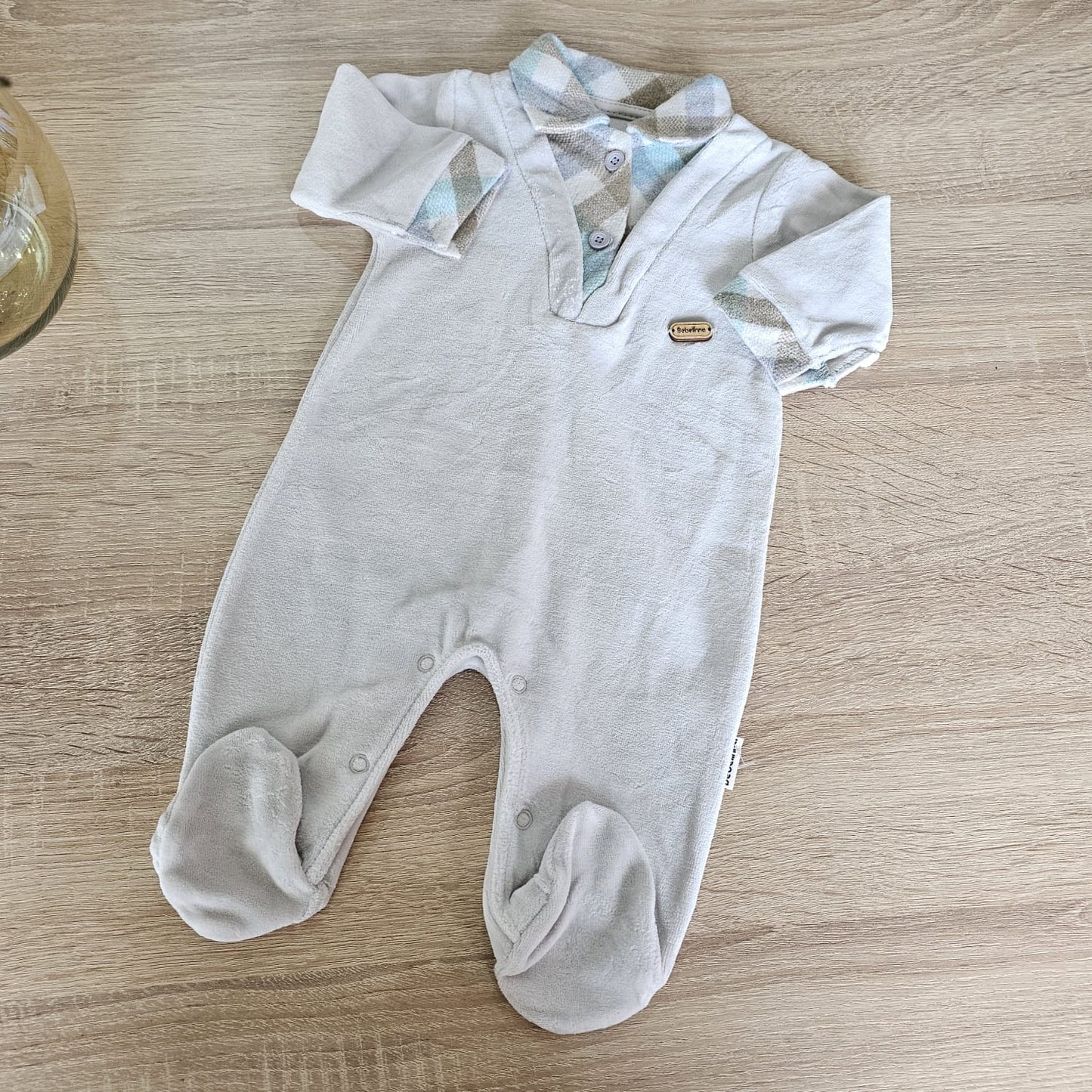 Grey velvet overall