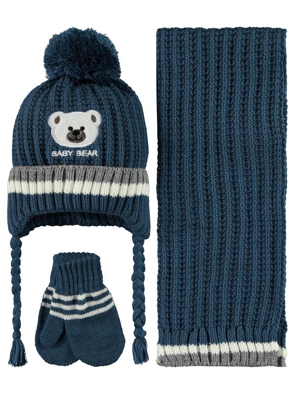 Petrol bear (0-24 months) - Scarf,beanie & gloves