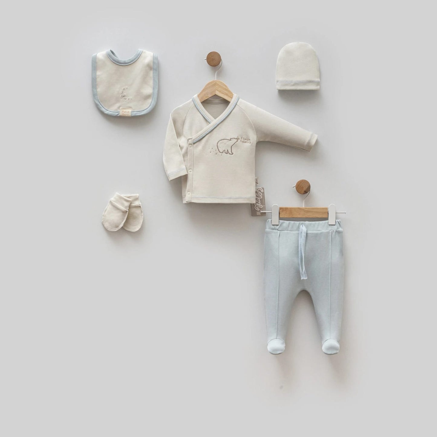 Bear baby blue - 5 pieces hospital Set