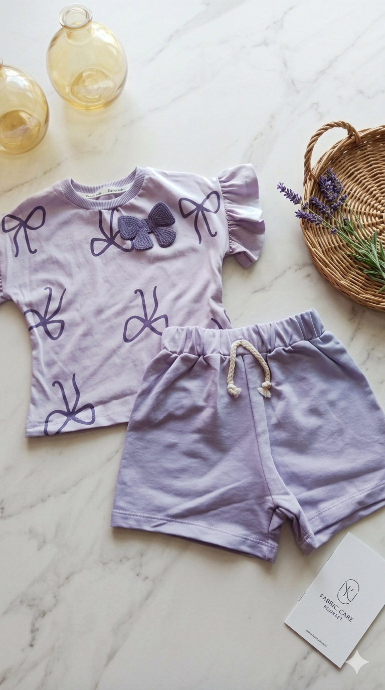 Cotton set Purple  bow