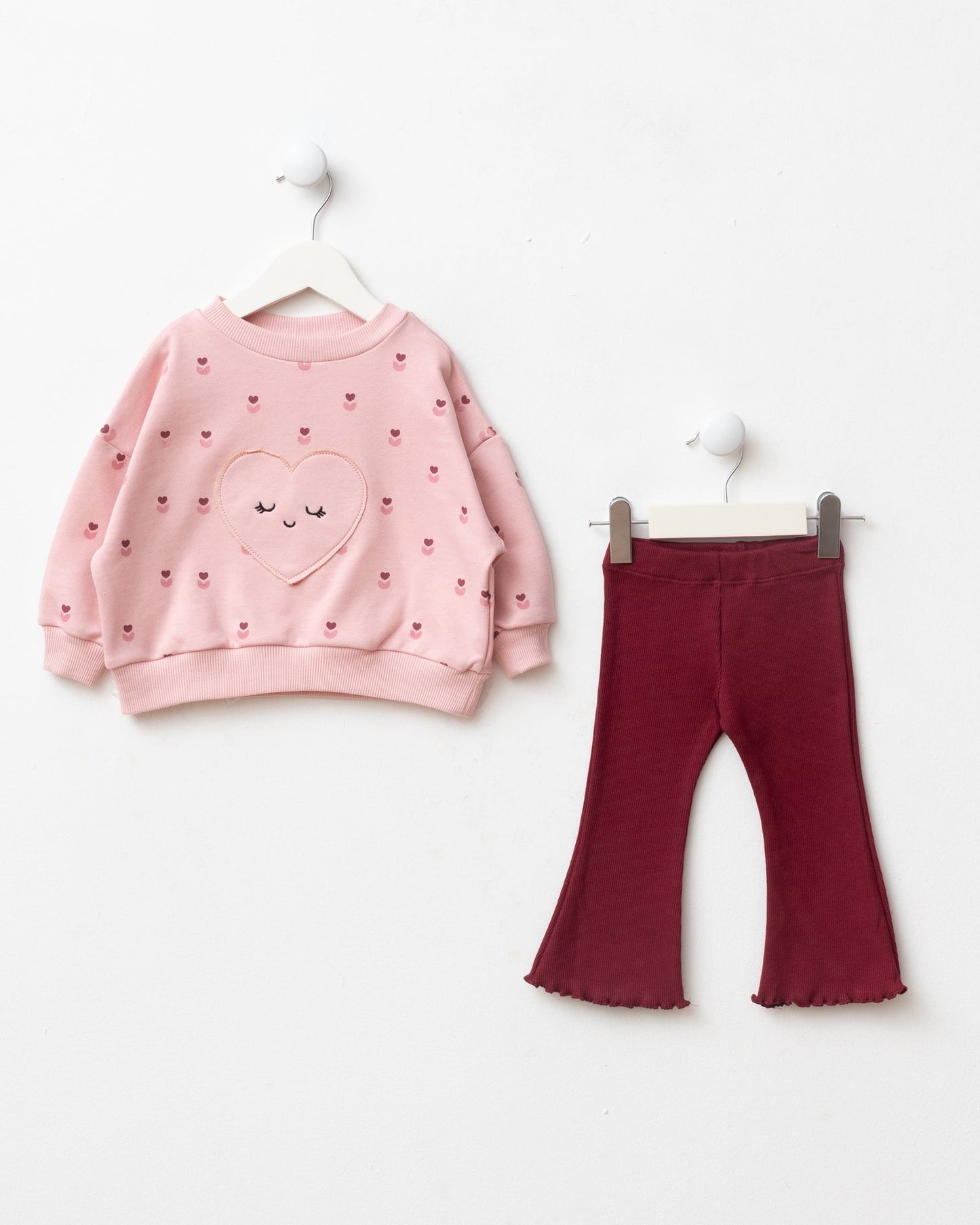 One Bordeaux heart  - cotton set