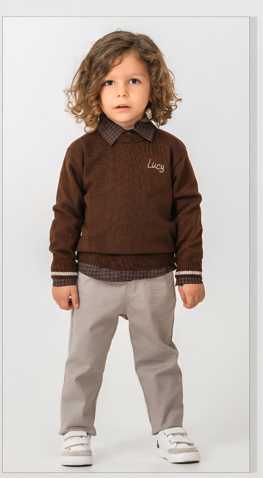 Lucy set dark brown & jeans