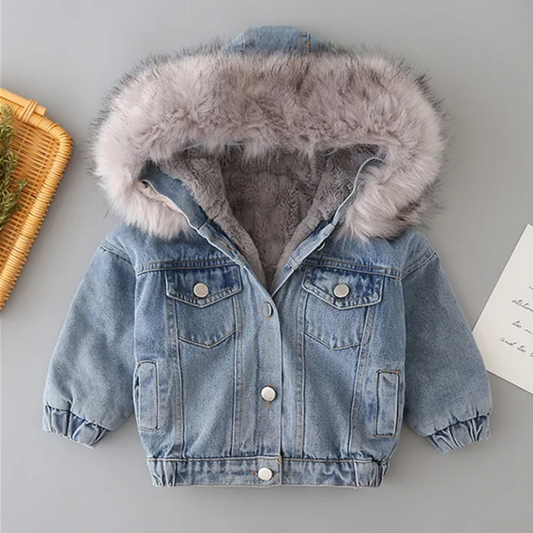 Fur denim jacket