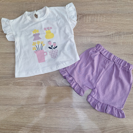 Cotton set white flowers