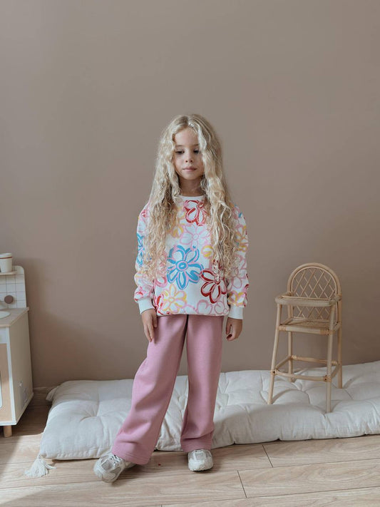 Flowers pink - fleece set