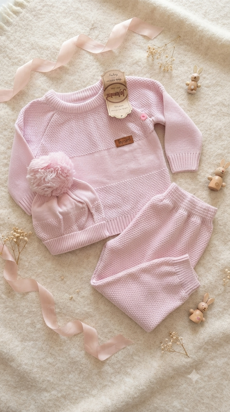 Pink wool- 3 pieces set