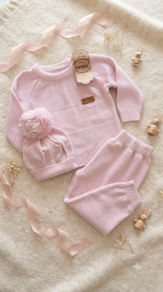 Pink wool- 3 pieces set