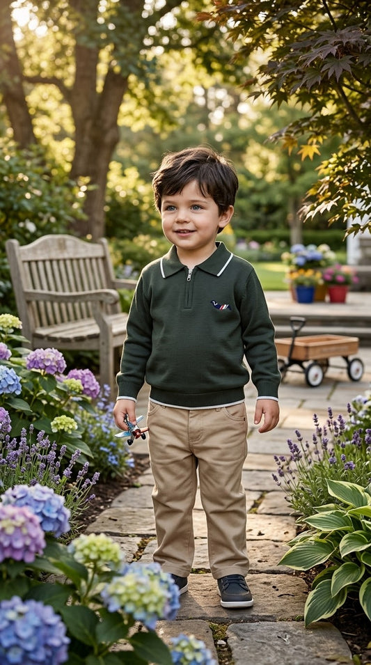 Khaki and beige set