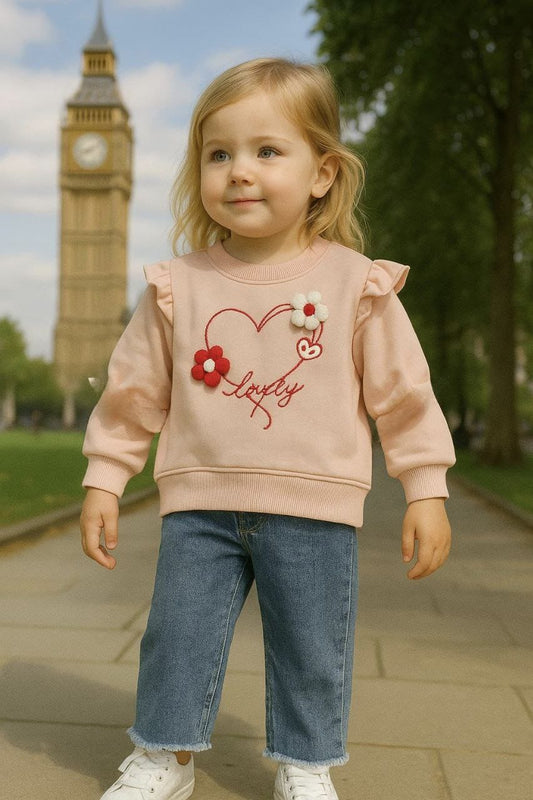 Lovey set -  fleece top & denim jeans