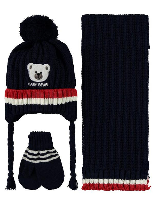 Black bear  (0-24 months) - Scarf,beanie & gloves