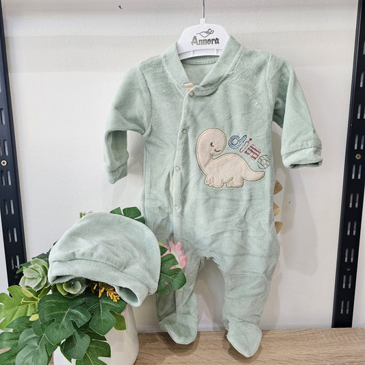 Dino green  - velvet overall