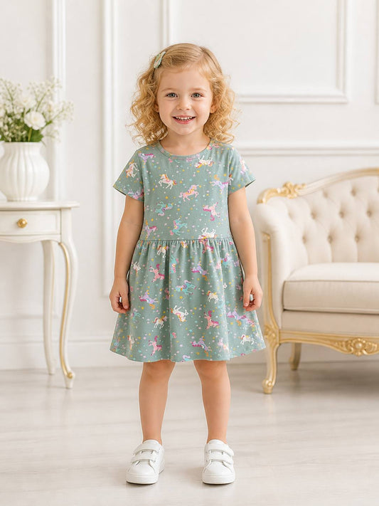 Unicorn green Dress -Liliboom