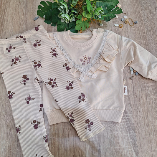 Beige flower- cotton  set