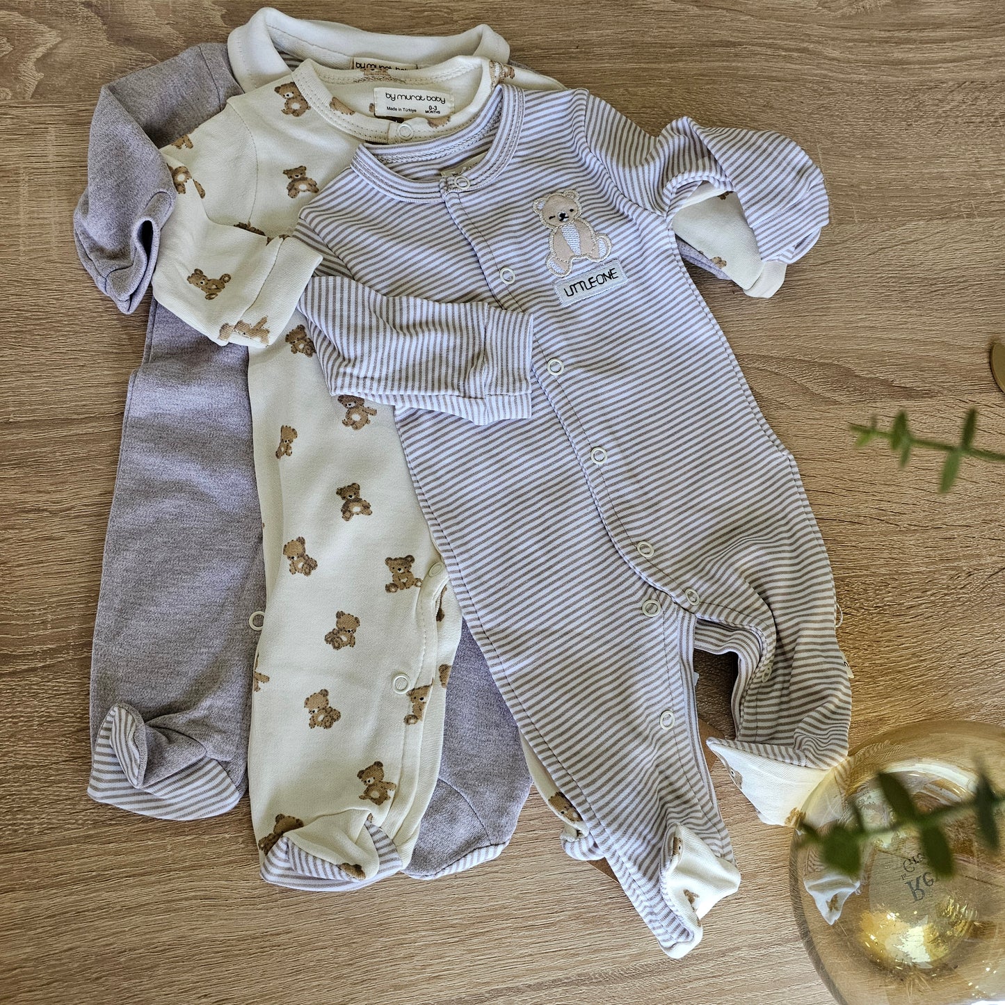 Bear - pack of 3 cotton overalls