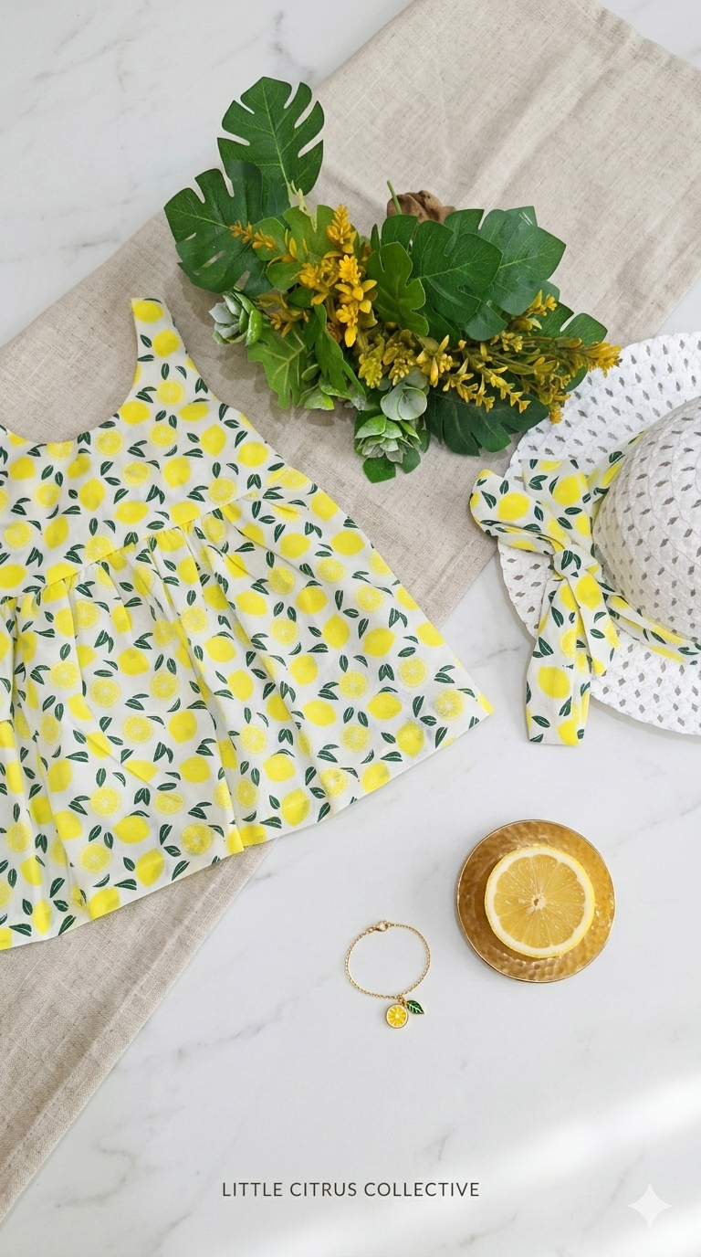 Lemon dress with hat
