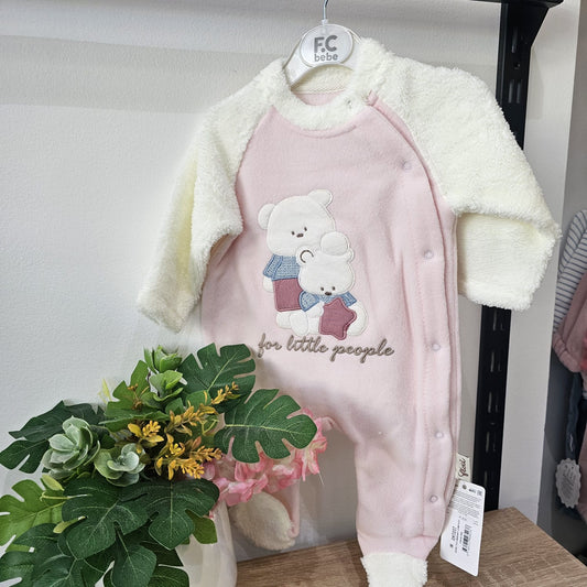 For little people  pink - velvet overall