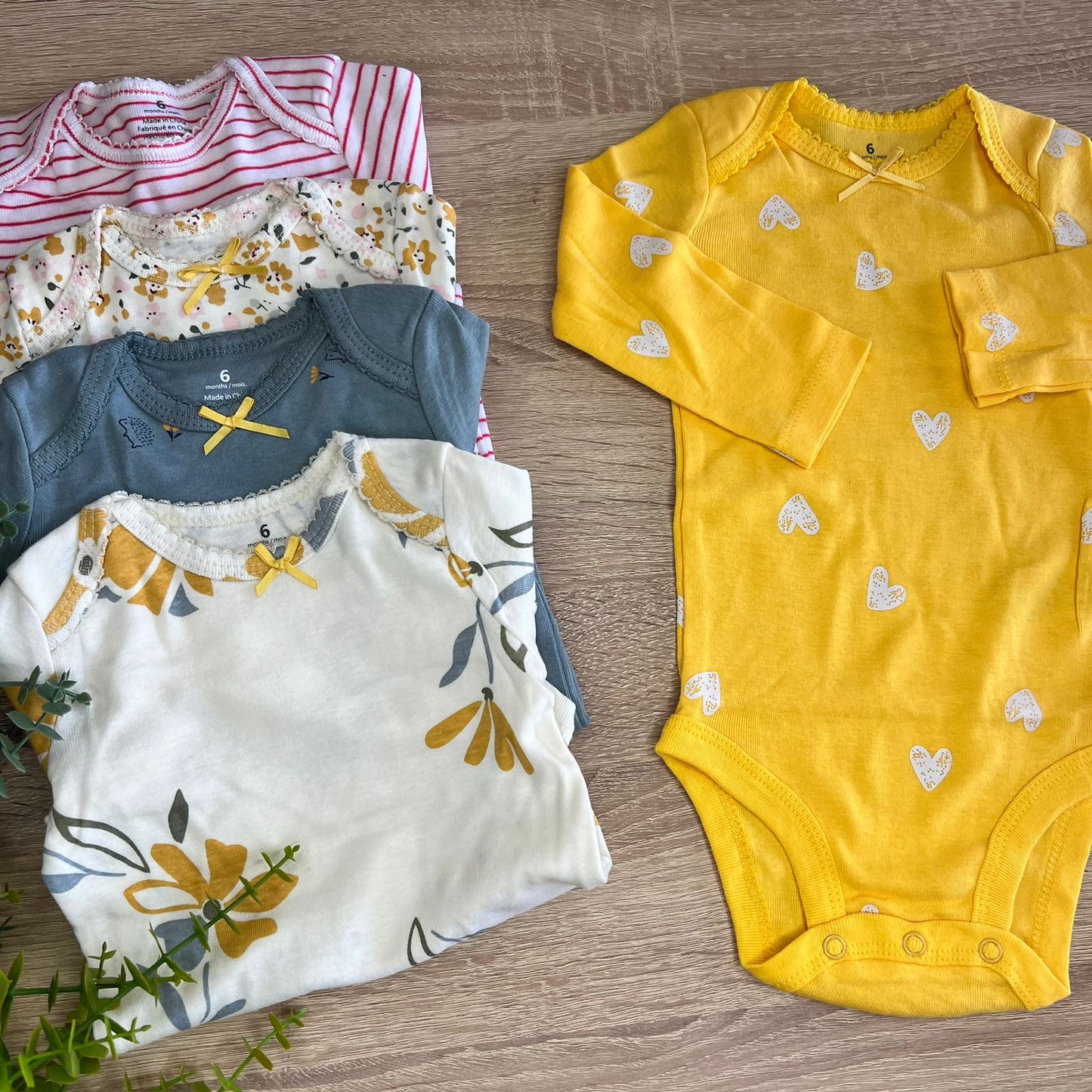 Hearts yellow-pack of 5 cotton bodies