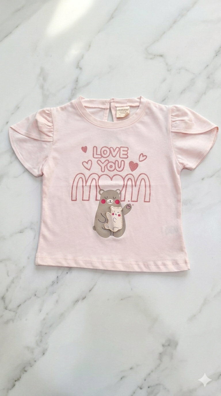 T_shirt pink love you mom _ divonette