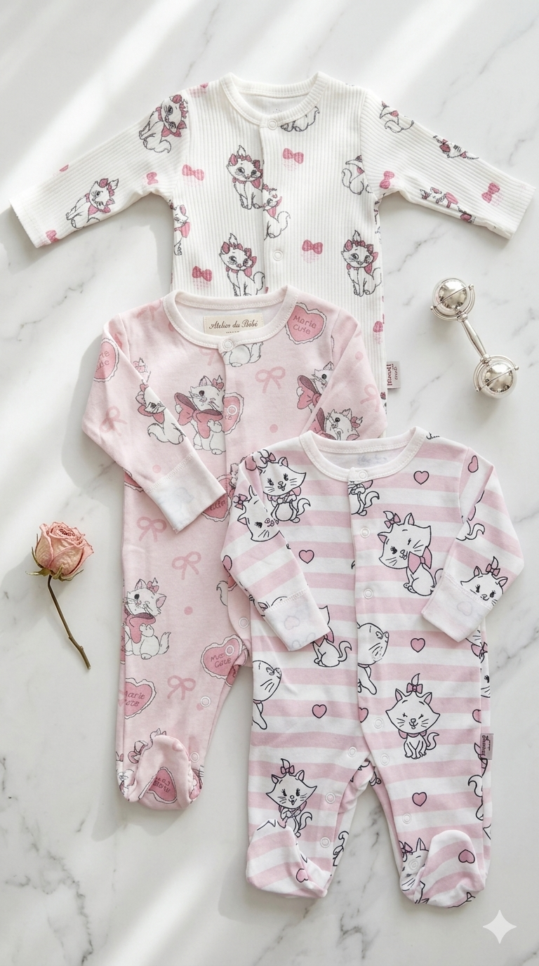 Overall cotton pink hello kity 3 pieces