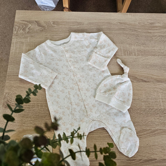 Flowers cotton overalls & hat