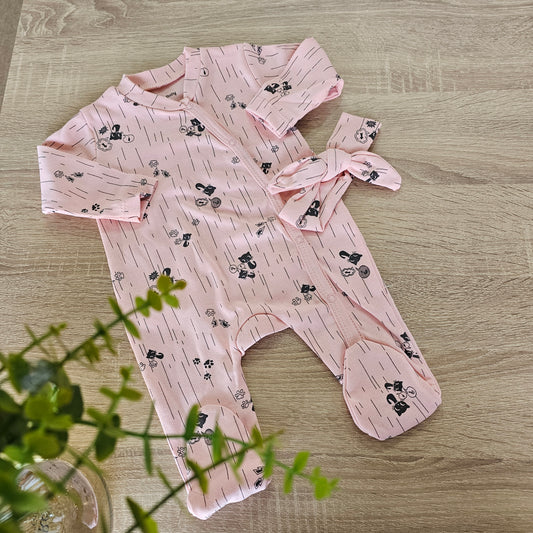 Printed cotton overall & headband