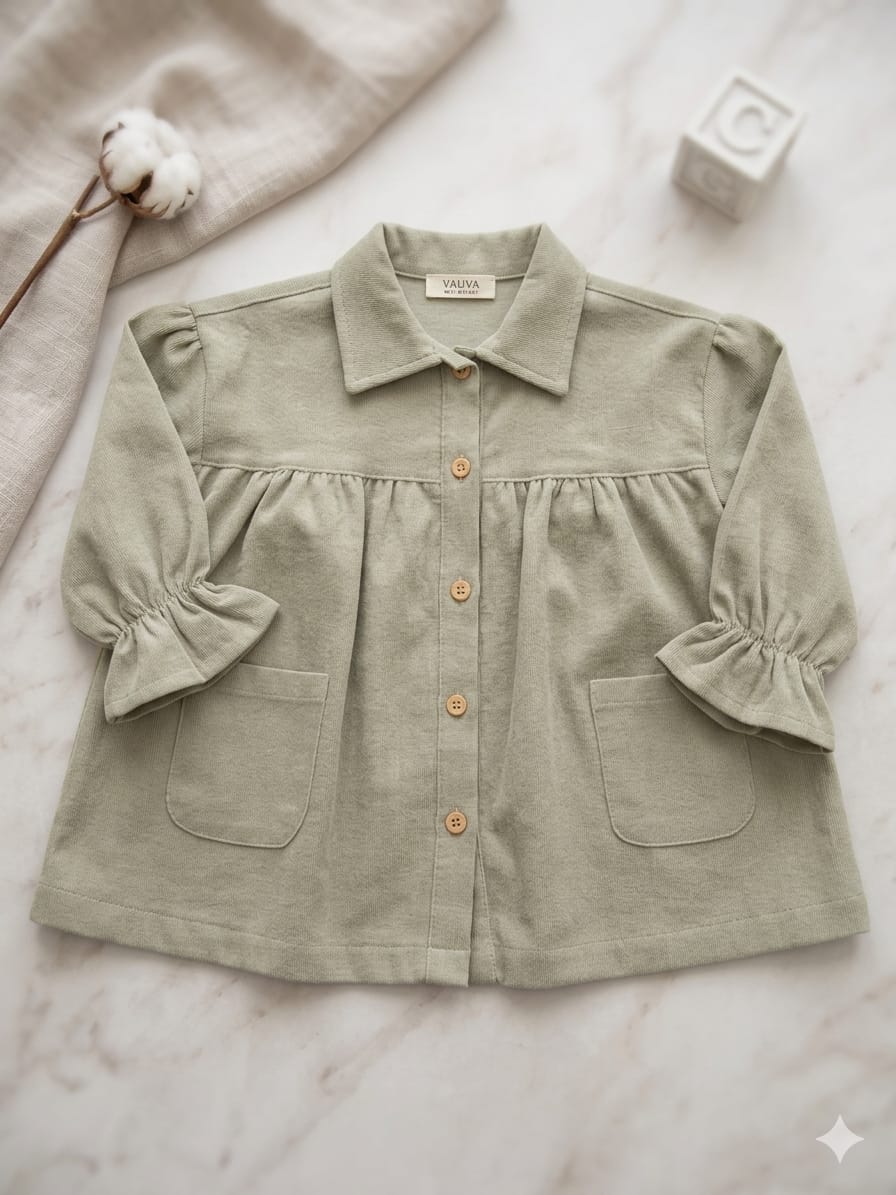 Olive Linen  Dress_ Vauva