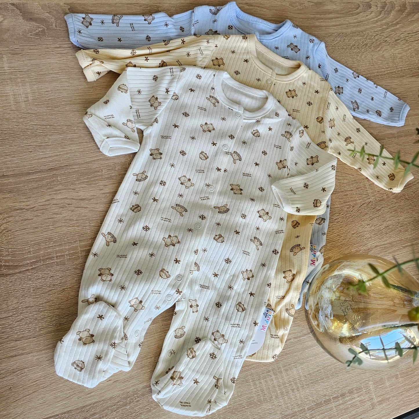 Beary - Pack of 3 cotton overalls