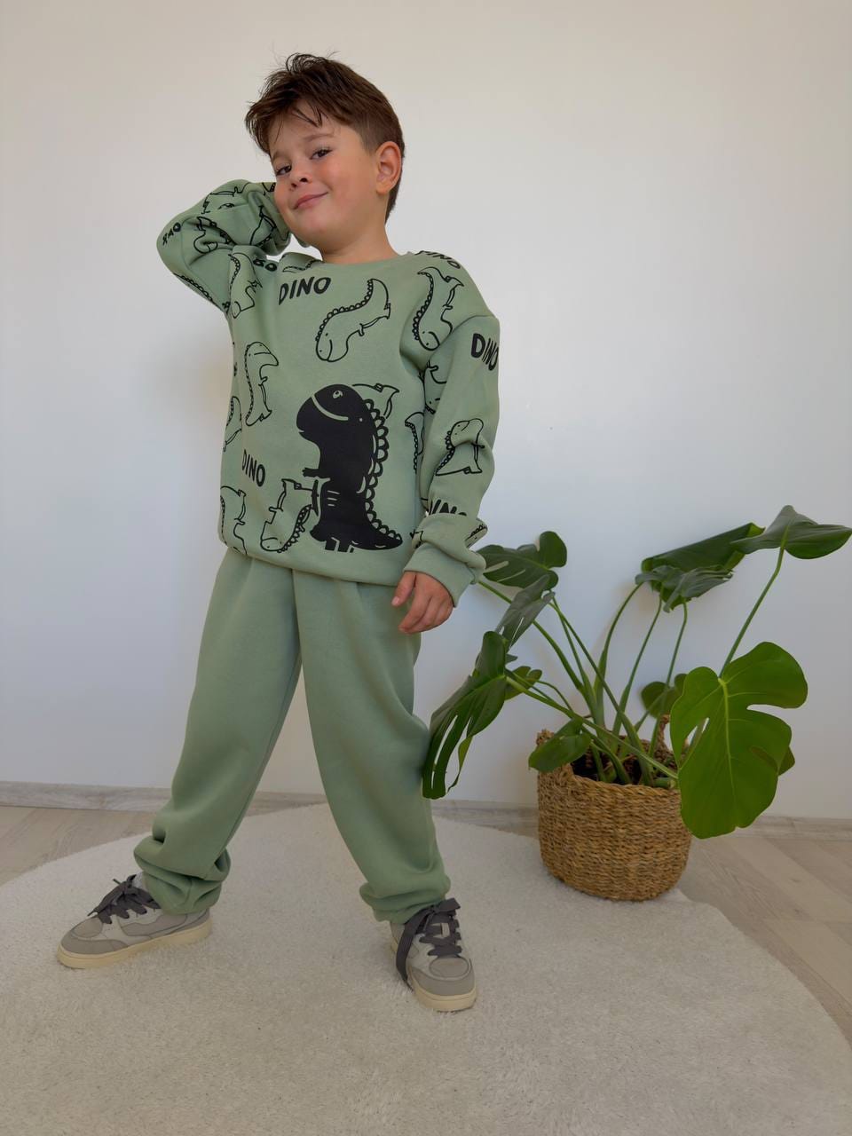 Dino green_Fleece set
