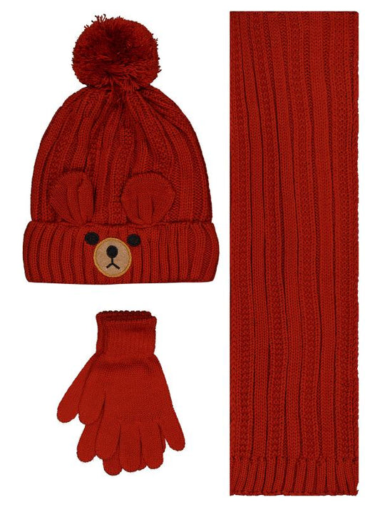 Red (2-5 years) - Scarf,beanie & gloves