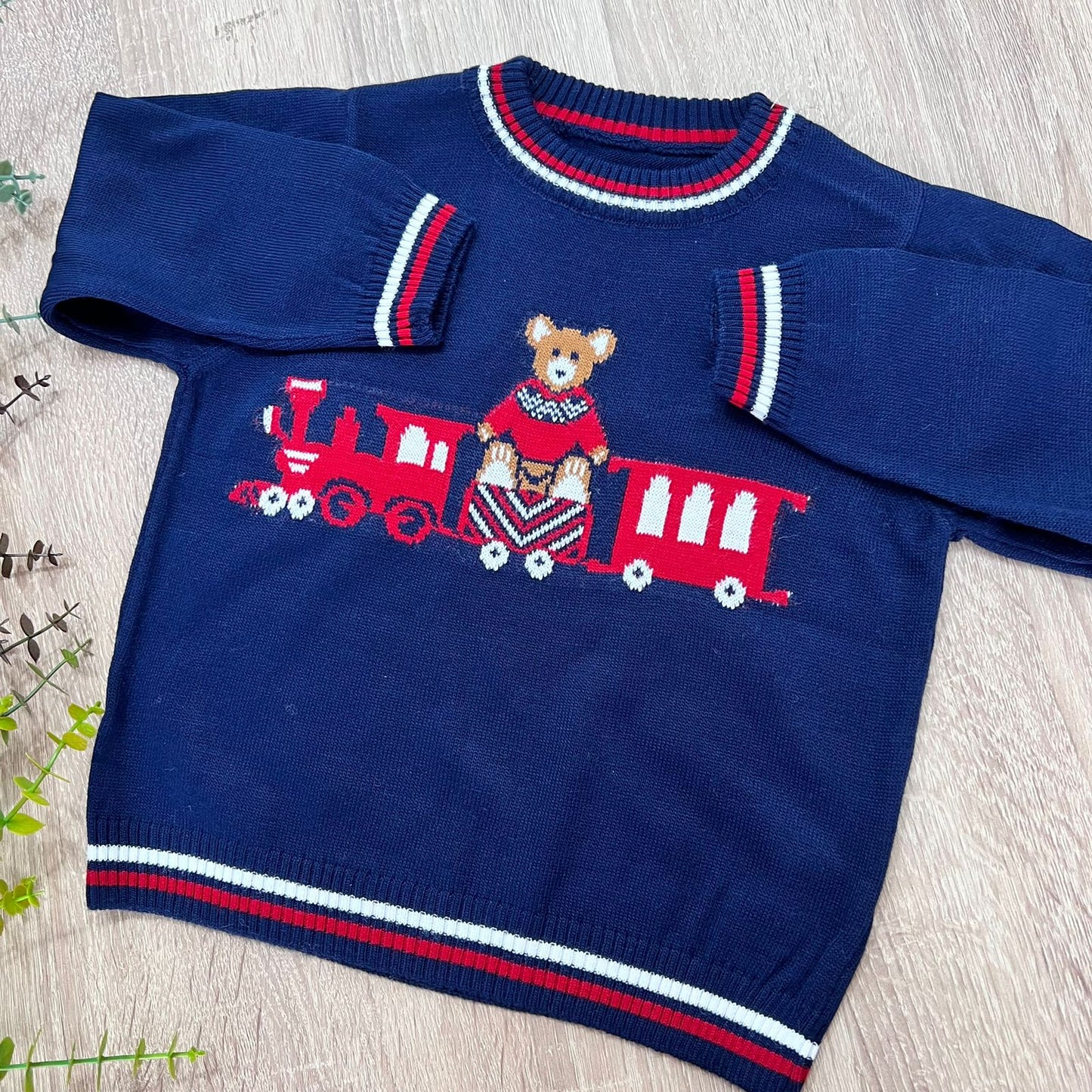 Teddy red and navy  / wool sweater