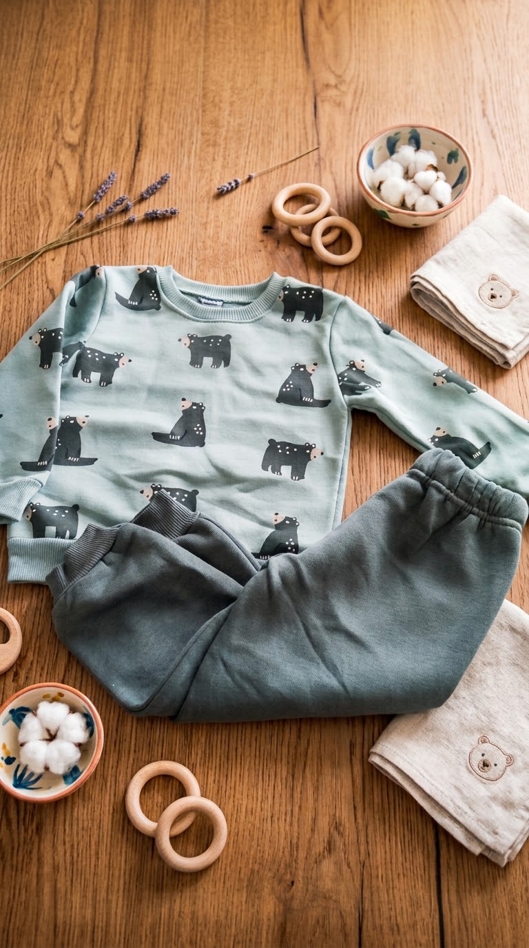 Dreaming Bear green- FLEECE SET