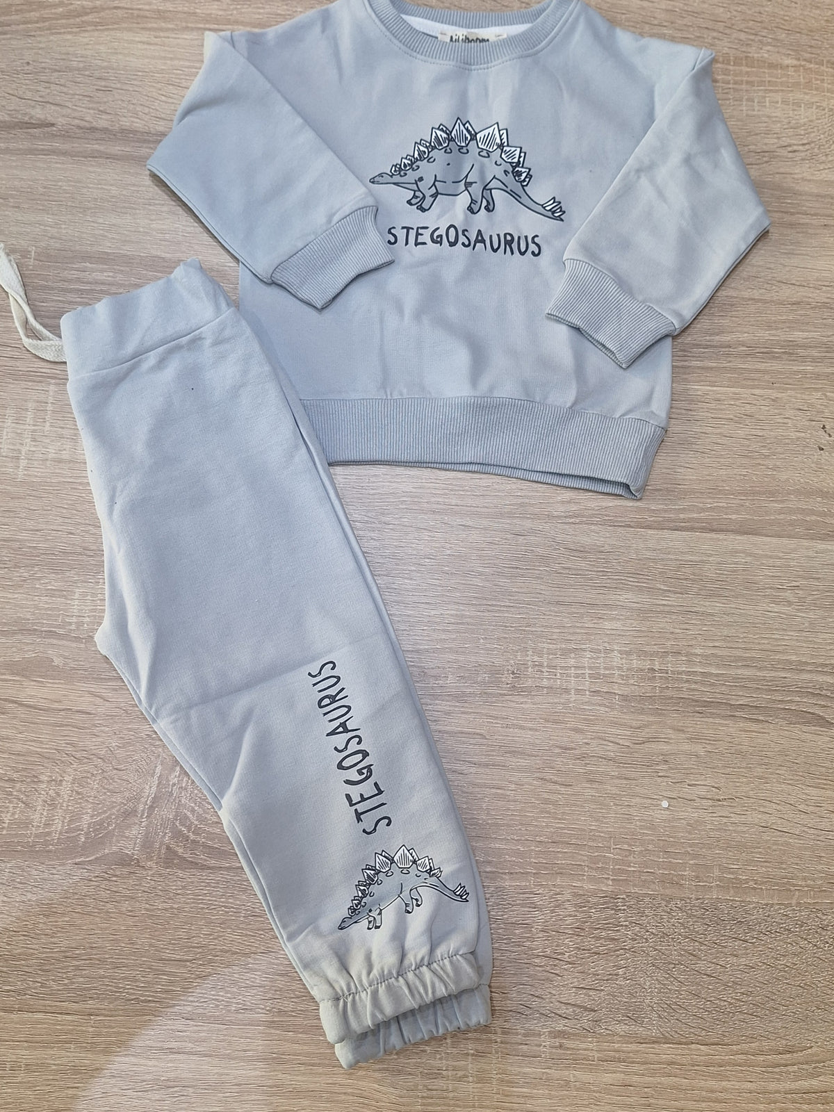 Cotton set grey stegosaurus _liliboom
