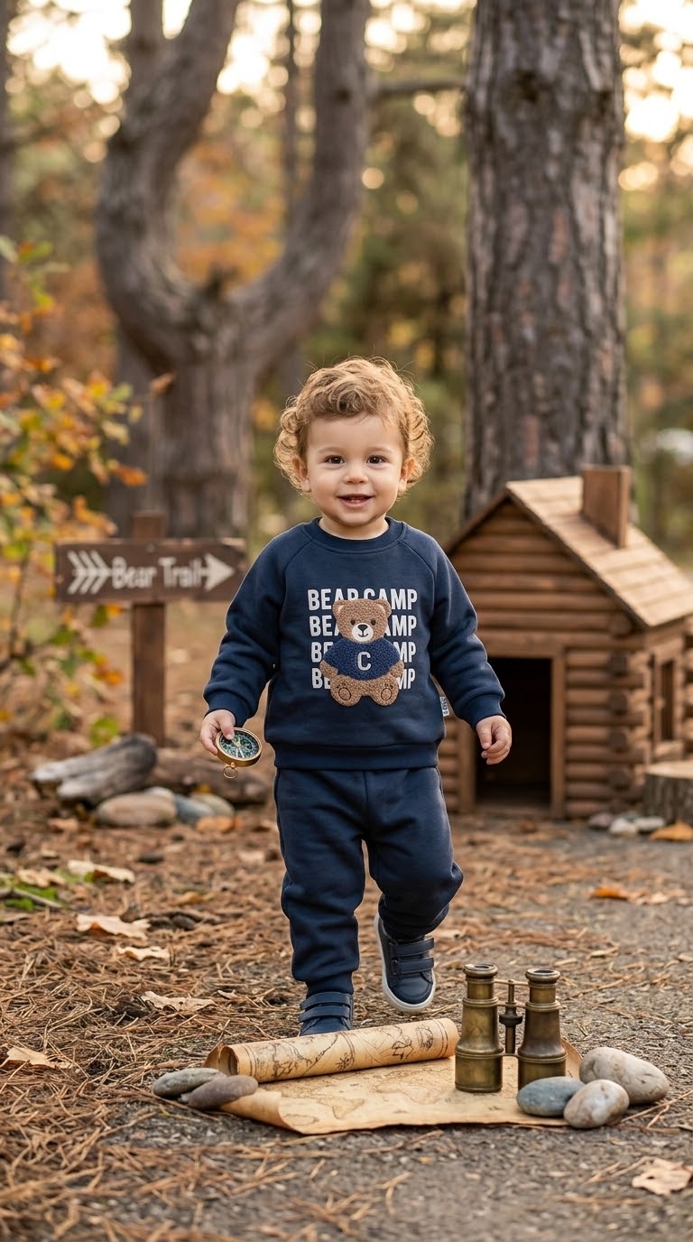 Bear samp flecce navy set