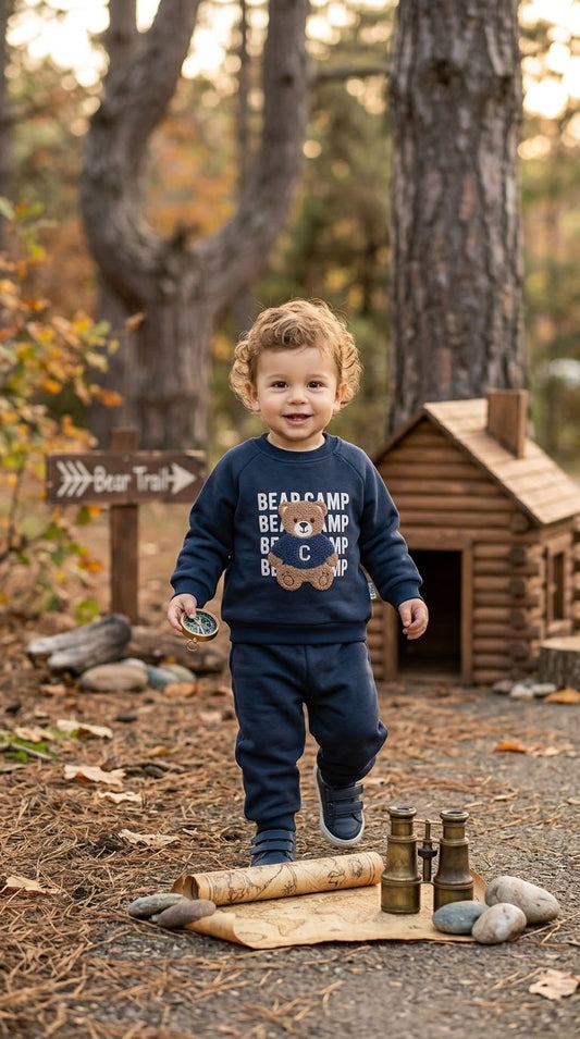 Bear samp flecce navy set