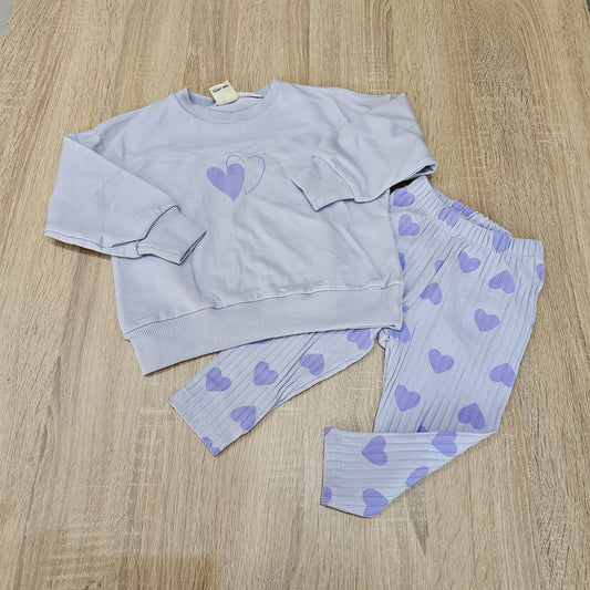 Hearts purple - cotton set
