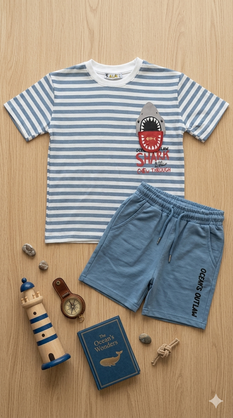 Cotton set shark blue _alg