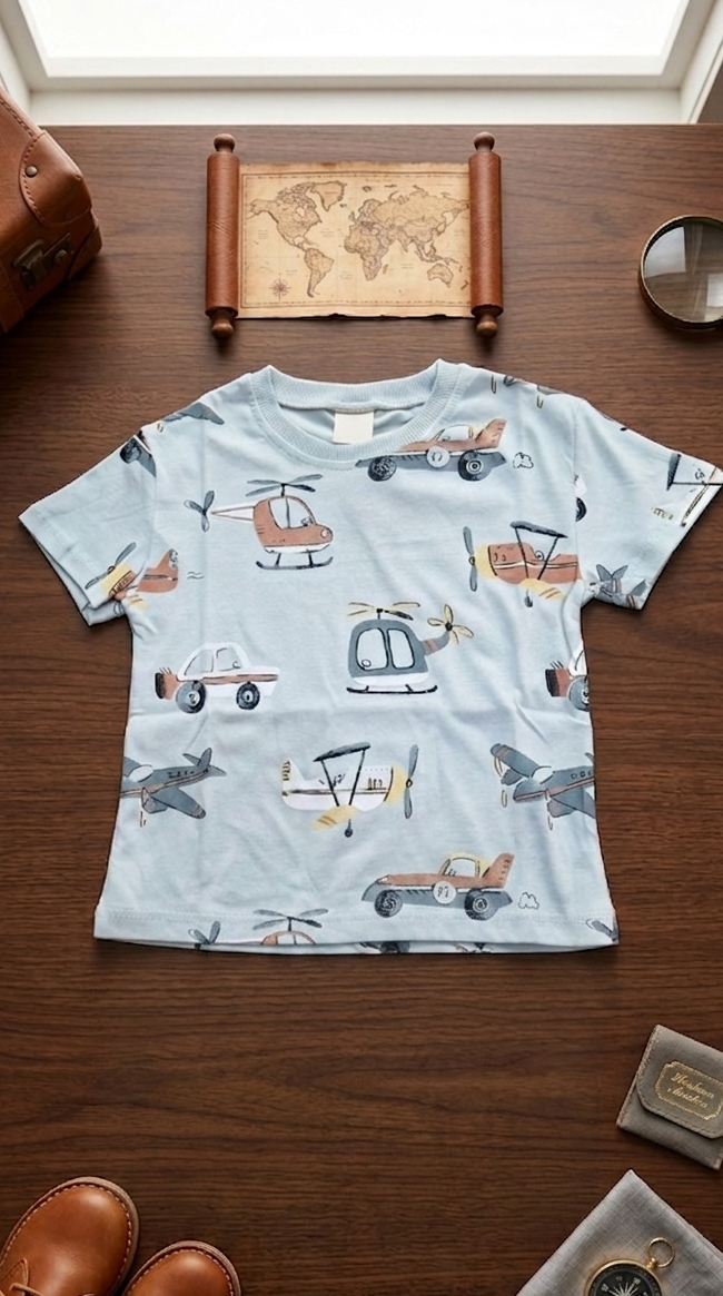 T_shirt helicopter green_divonette